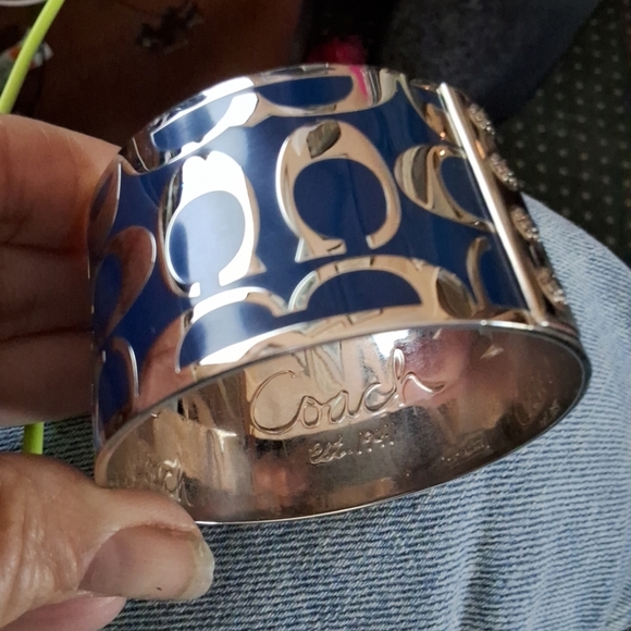 Coach Signature Silver and Blue Wide Bracelet - Picture 3 of 5